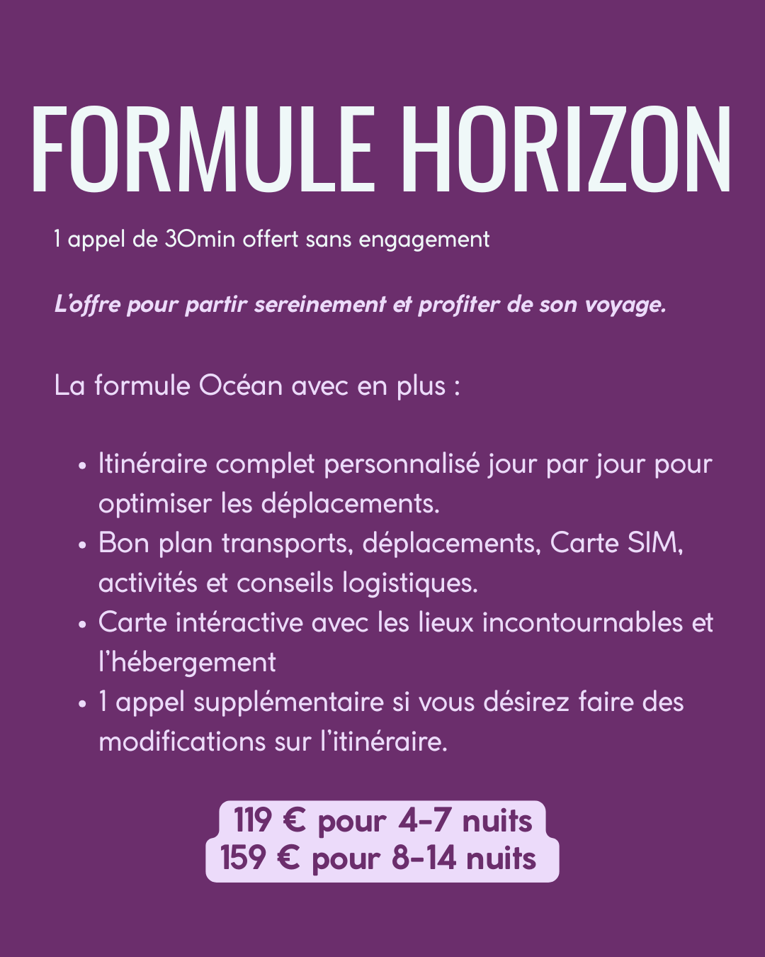 travel planner formule horizon